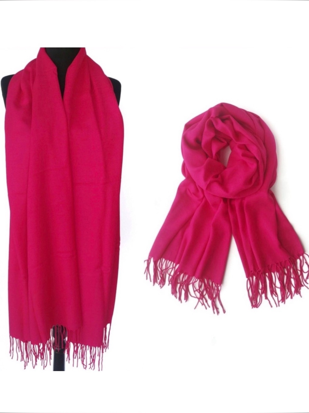 Vintage Pashmina Fuchsia Scarf Shawl Wrap *Never Worn*